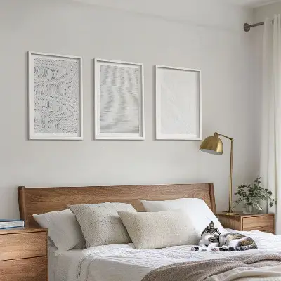 Conjunto de 3 quadros com moldura com estampas de padrões de areia brilhante