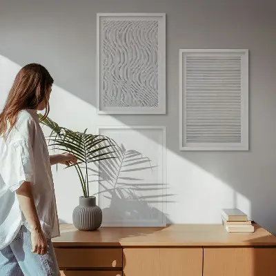 Conjunto de 3 quadros com moldura com estampas de padrões de areia brilhante