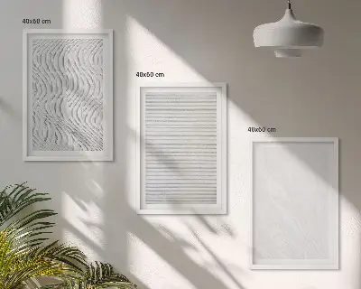 Conjunto de 3 quadros com moldura com estampas de padrões de areia brilhante