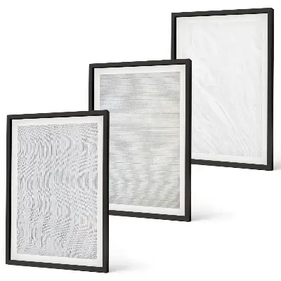 Conjunto de 3 quadros com moldura com estampas de padrões de areia brilhante