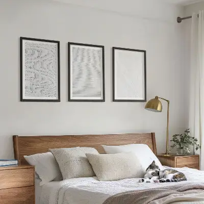Conjunto de 3 quadros com moldura com estampas de padrões de areia brilhante