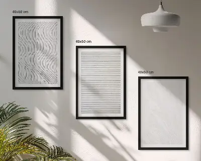 Conjunto de 3 quadros com moldura com estampas de padrões de areia brilhante