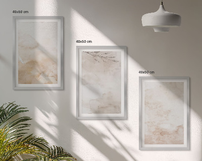 Conjunto de quadros para sala de estar Folhas em tons pastel aquareladas