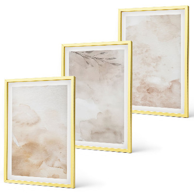Conjunto de quadros para sala de estar Folhas em tons pastel aquareladas