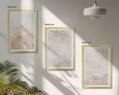 Conjunto de quadros para sala de estar com estampas de folhas em tons pastel aquareladas