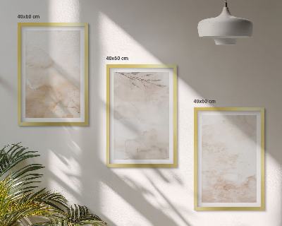 Conjunto de quadros para sala de estar Folhas em tons pastel aquareladas