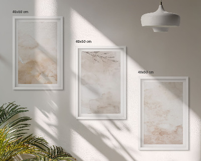 Conjunto de quadros para sala de estar Folhas em tons pastel aquareladas
