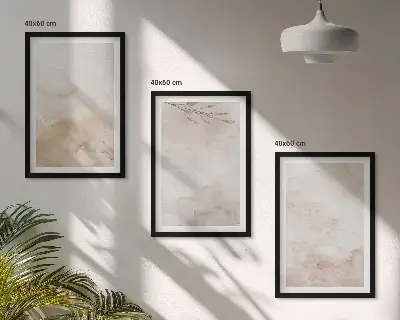 Conjunto de quadros para sala de estar com estampas de folhas em tons pastel aquareladas