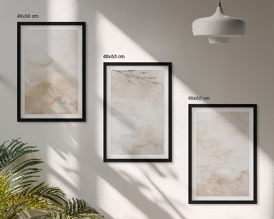 Conjunto de quadros para sala de estar Folhas em tons pastel aquareladas