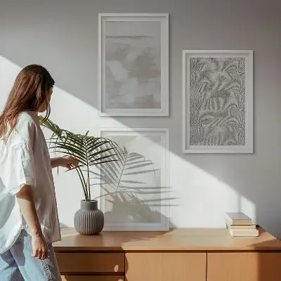 Conjunto de 3 quadros com moldura de design moderno abstrato