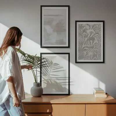 Conjunto de 3 quadros com moldura de design moderno abstrato