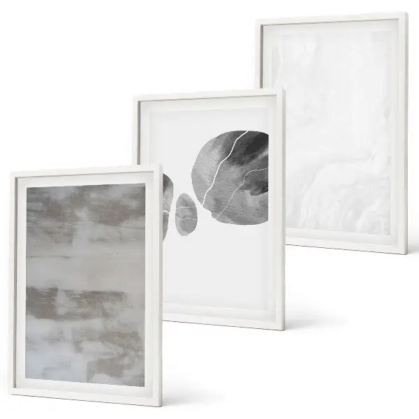 Conjunto de quadros para sala de estar com estruturas modernas abstratas