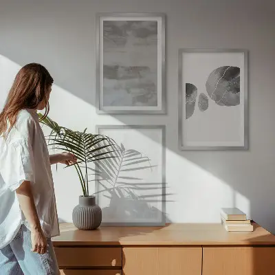 Conjunto de quadros para sala de estar com estruturas modernas abstratas