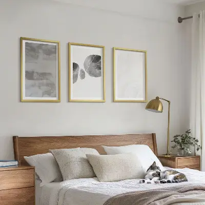 Conjunto de quadros para sala de estar com estruturas modernas abstratas