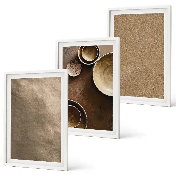 Conjunto de quadros decorativos modernos com estruturas minimalistas em pedra