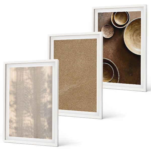 Conjunto de 3 quadros com moldura Estruturas de textura minimalistas