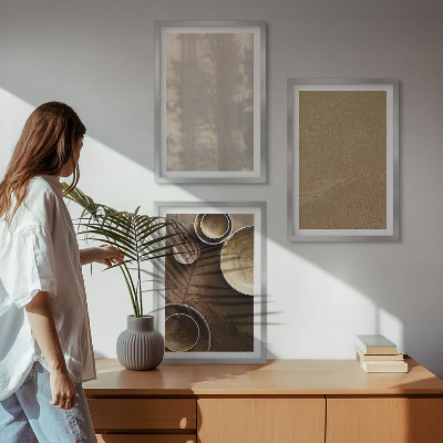 Conjunto de 3 quadros com moldura Estruturas de textura minimalistas