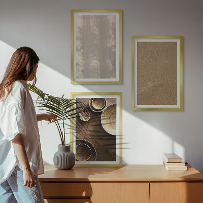 Conjunto de 3 quadros com moldura Estruturas de textura minimalistas