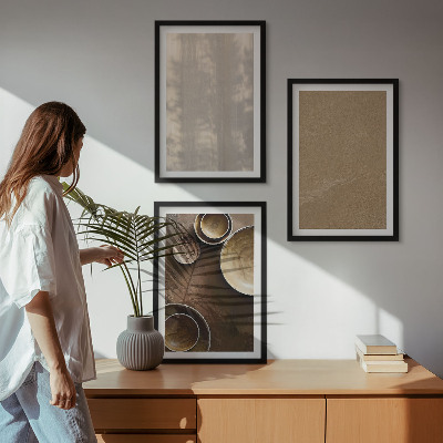 Conjunto de 3 quadros com moldura Estruturas de textura minimalistas