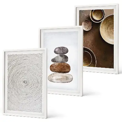 Conjunto de quadros para sala de estar com estampas de texturas na arte moderna