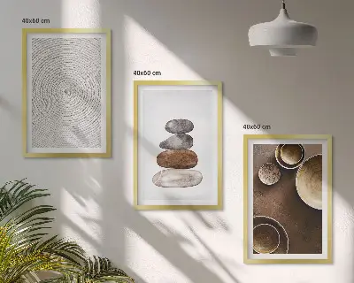 Conjunto de quadros para sala de estar com estampas de texturas na arte moderna