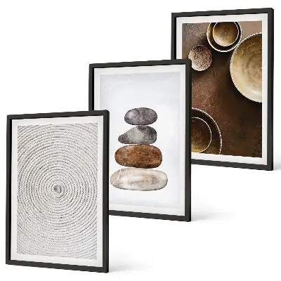 Conjunto de quadros para sala de estar com estampas de texturas na arte moderna