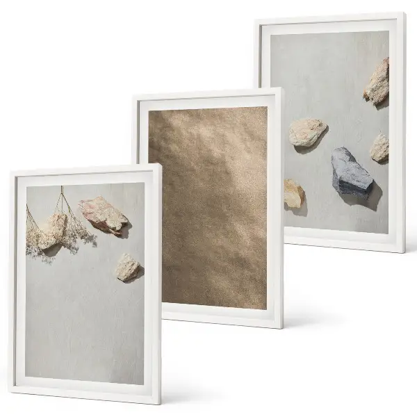 Jogo de quadros decorativos modernos estruturas naturais de praia de pedras