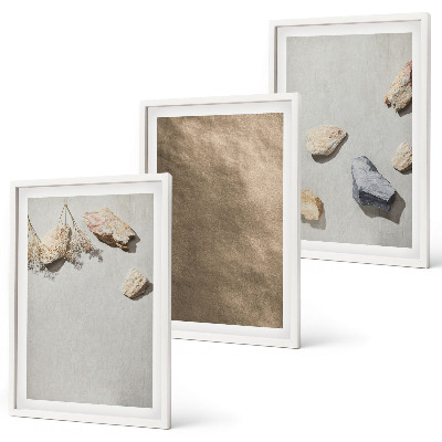 Composição de quadros moderna estruturas naturais da praia de pedras