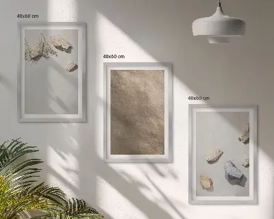 Jogo de quadros decorativos modernos estruturas naturais de praia de pedras