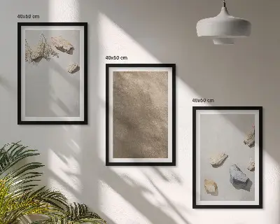 Jogo de quadros decorativos modernos estruturas naturais de praia de pedras