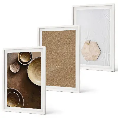 Conjunto de 3 quadros com moldura com estampas de texturas e cores minimalistas