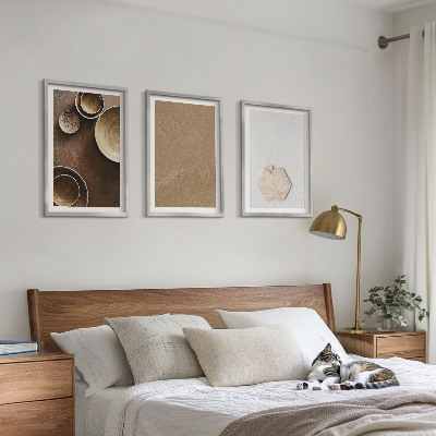 Conjunto de 3 quadros com moldura Texturas e cores minimalistas