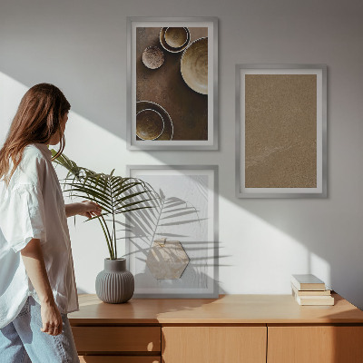 Conjunto de 3 quadros com moldura Texturas e cores minimalistas