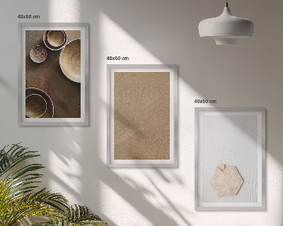 Conjunto de 3 quadros com moldura Texturas e cores minimalistas