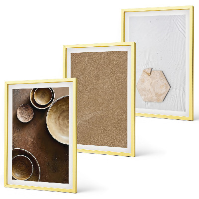 Conjunto de 3 quadros com moldura Texturas e cores minimalistas
