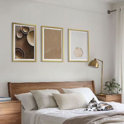 Conjunto de 3 quadros com moldura Texturas e cores minimalistas