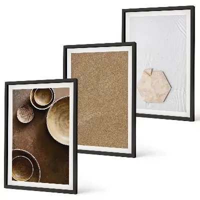 Conjunto de 3 quadros com moldura com estampas de texturas e cores minimalistas