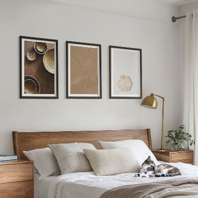 Conjunto de 3 quadros com moldura Texturas e cores minimalistas