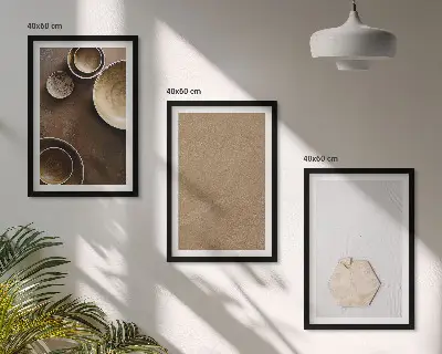 Conjunto de 3 quadros com moldura com estampas de texturas e cores minimalistas
