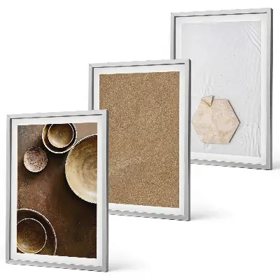 Conjunto de 3 quadros com moldura com estampas de texturas e cores minimalistas