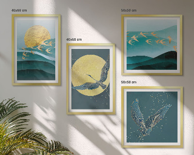 Políptico com moldura Paisagens elegantes com pássaros