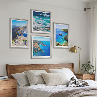 Composição de quadros Vistas gregas de Santorini Oia