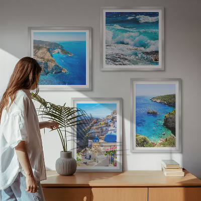 Composição de quadros Vistas gregas de Santorini Oia