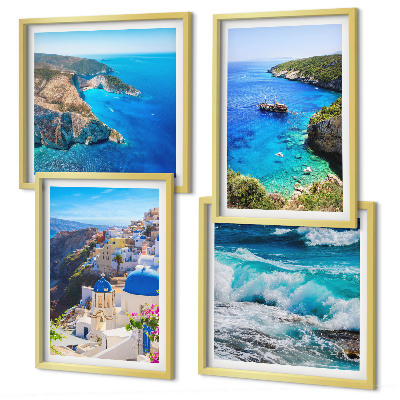 Composição de quadros Vistas gregas de Santorini Oia