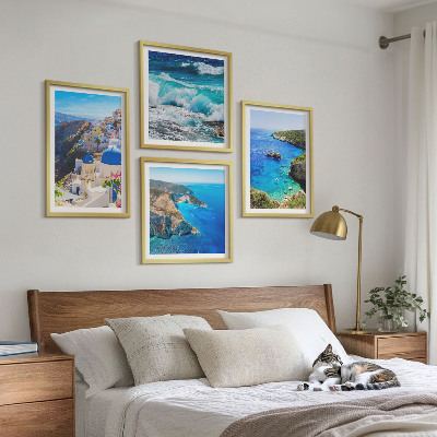 Composição de quadros Vistas gregas de Santorini Oia