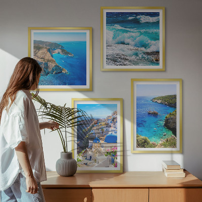 Composição de quadros Vistas gregas de Santorini Oia
