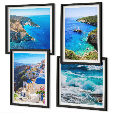 Composição de quadros Vistas gregas de Santorini Oia