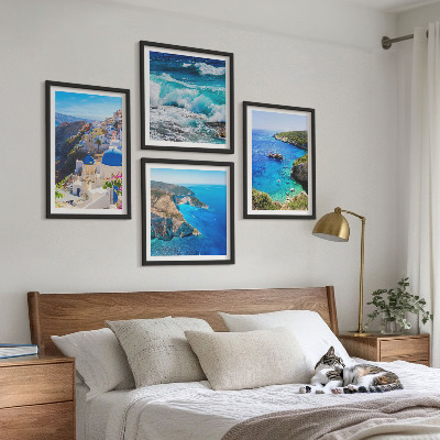 Composição de quadros Vistas gregas de Santorini Oia