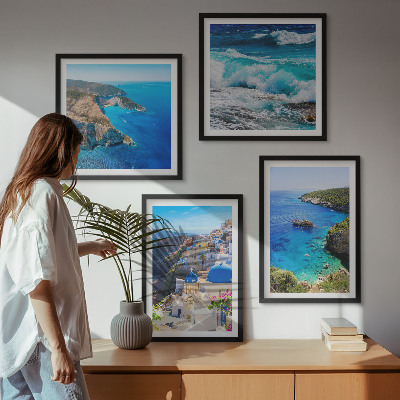 Composição de quadros Vistas gregas de Santorini Oia