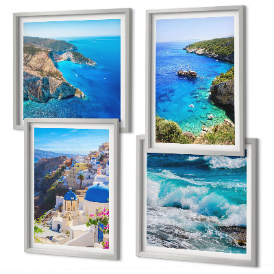 Composição de quadros Vistas gregas de Santorini Oia